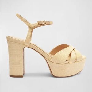 SCHUTZ Keffa Ankle Strap Platform Sandals Natural